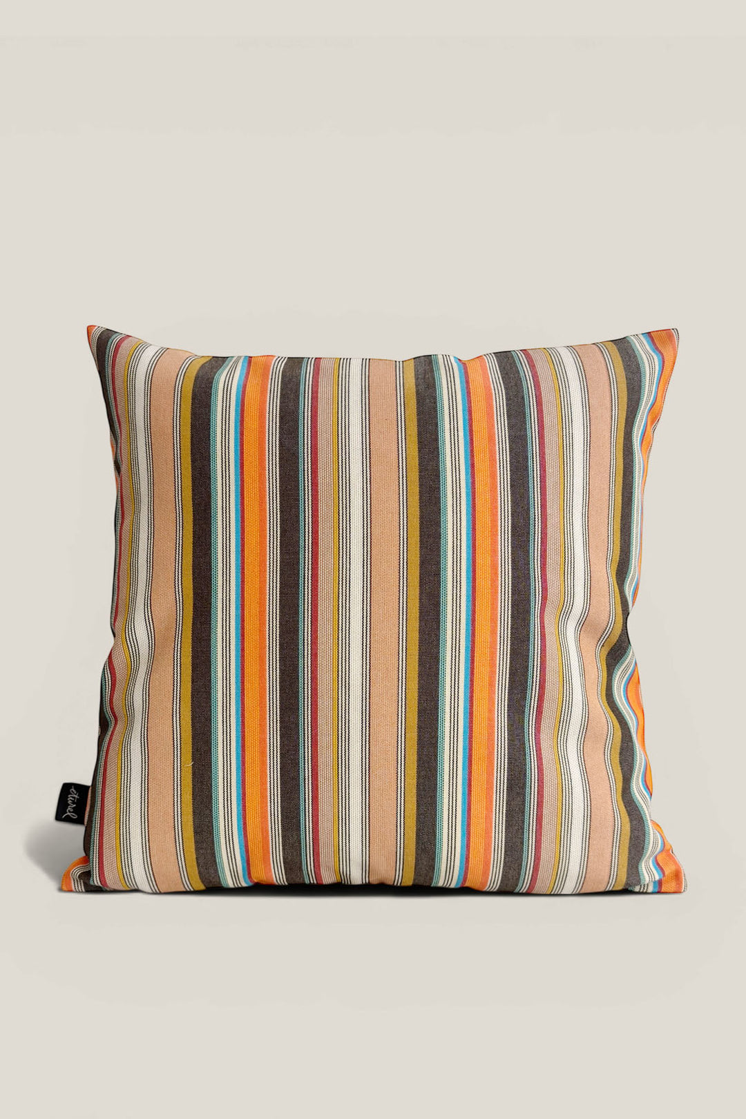 Funda cojín lona camping rayas terracota 50cmx50cm