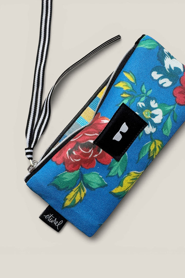 Funda de gafas lona camping flores azul