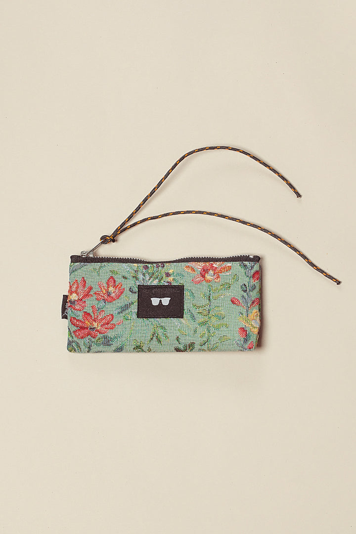 Funda de gafas tejido jacquard flores azaleas celeste