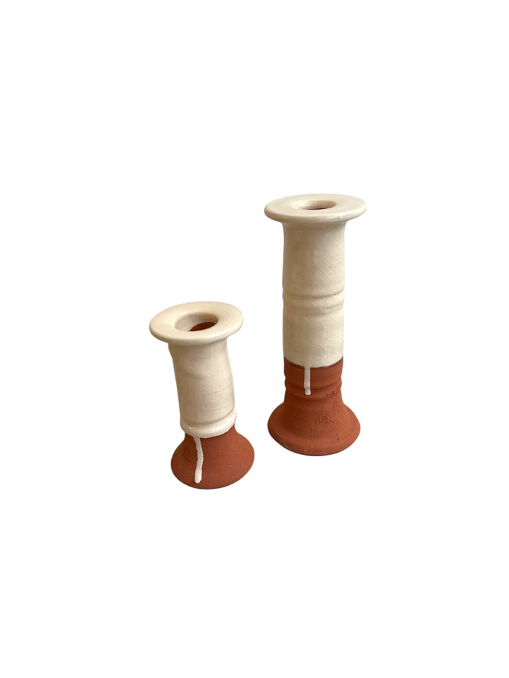 Candelabros barro blanco (Defectuoso)