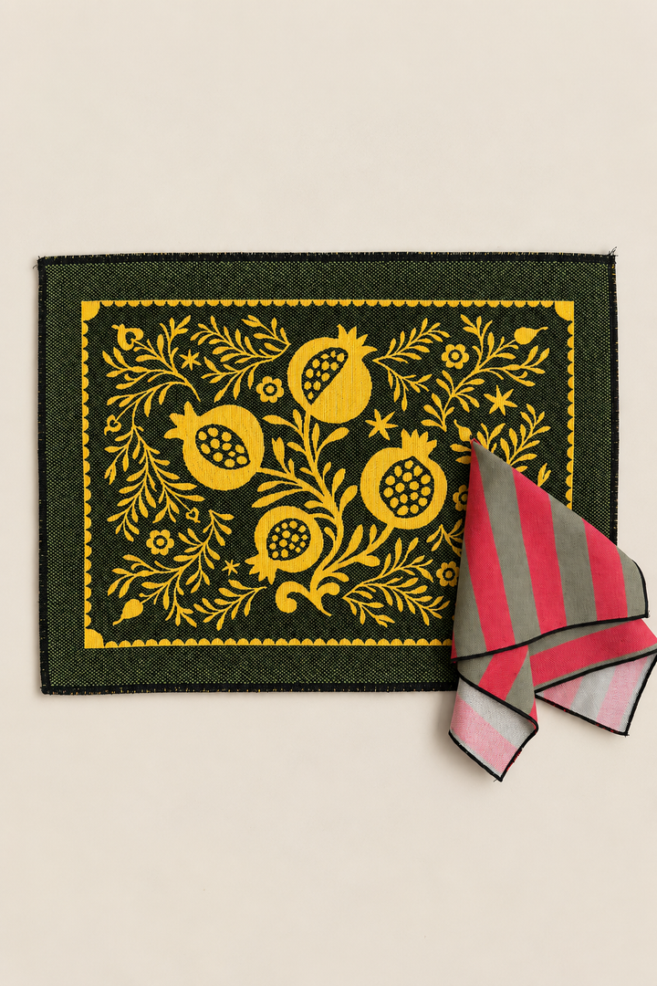 Mantel individual jacquard granaíno amarillo (pack de 2)