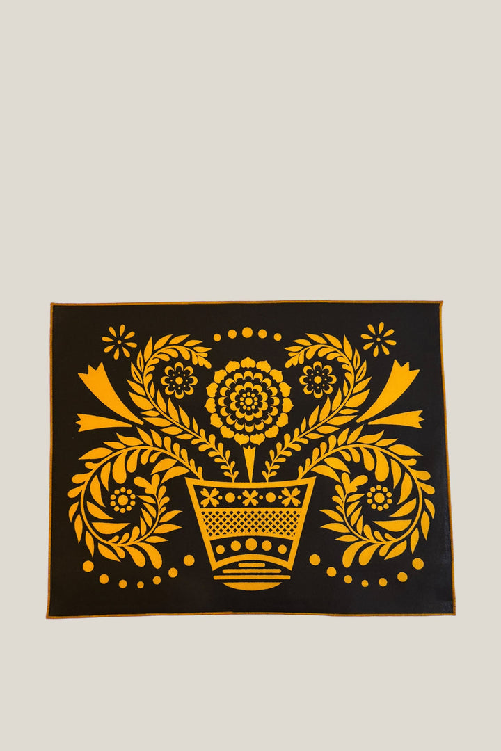 Mantel individual reversible folklore amarillo (pack de 4)