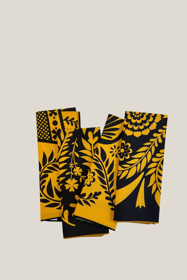 Mantel individual reversible folklore amarillo (pack de 4)