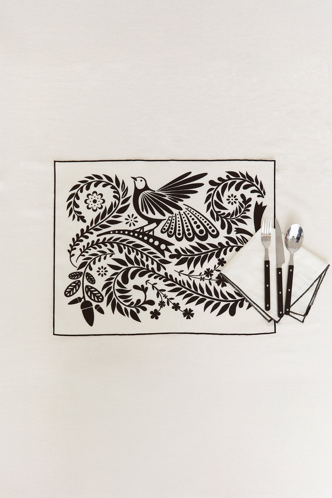 Mantel individual reversible folklore blanco (pack de 4)