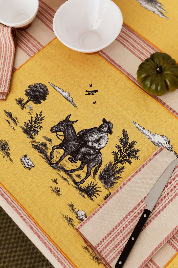 Mantel individual quijote amarillo (pack de 4)