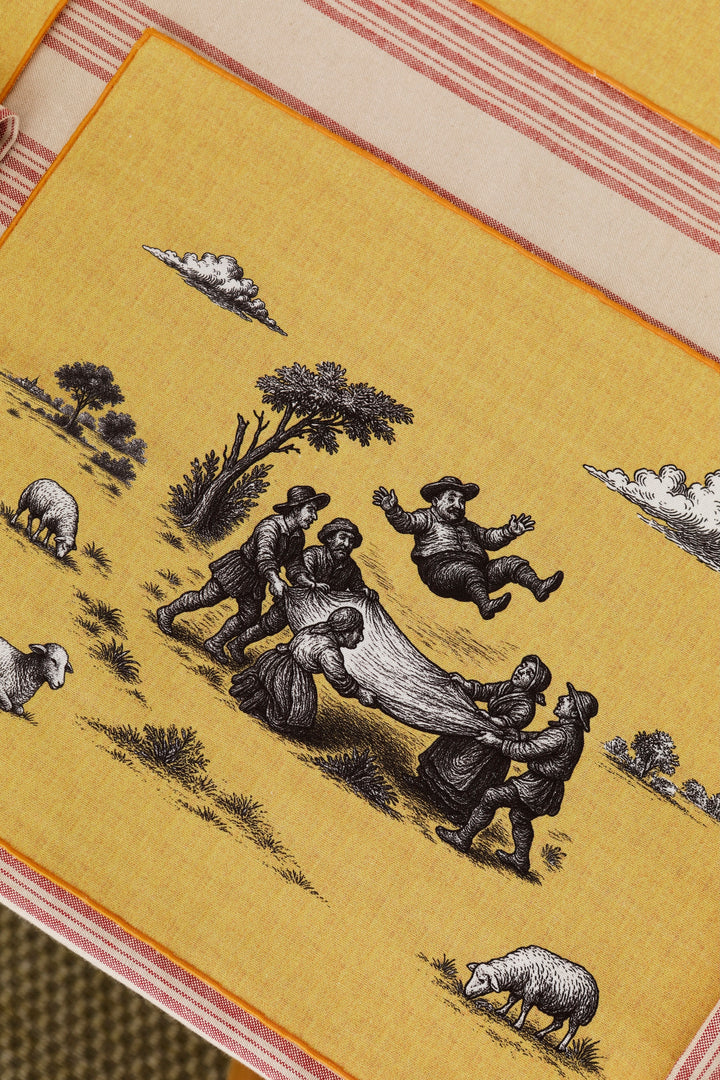 Mantel individual quijote amarillo (pack de 4)