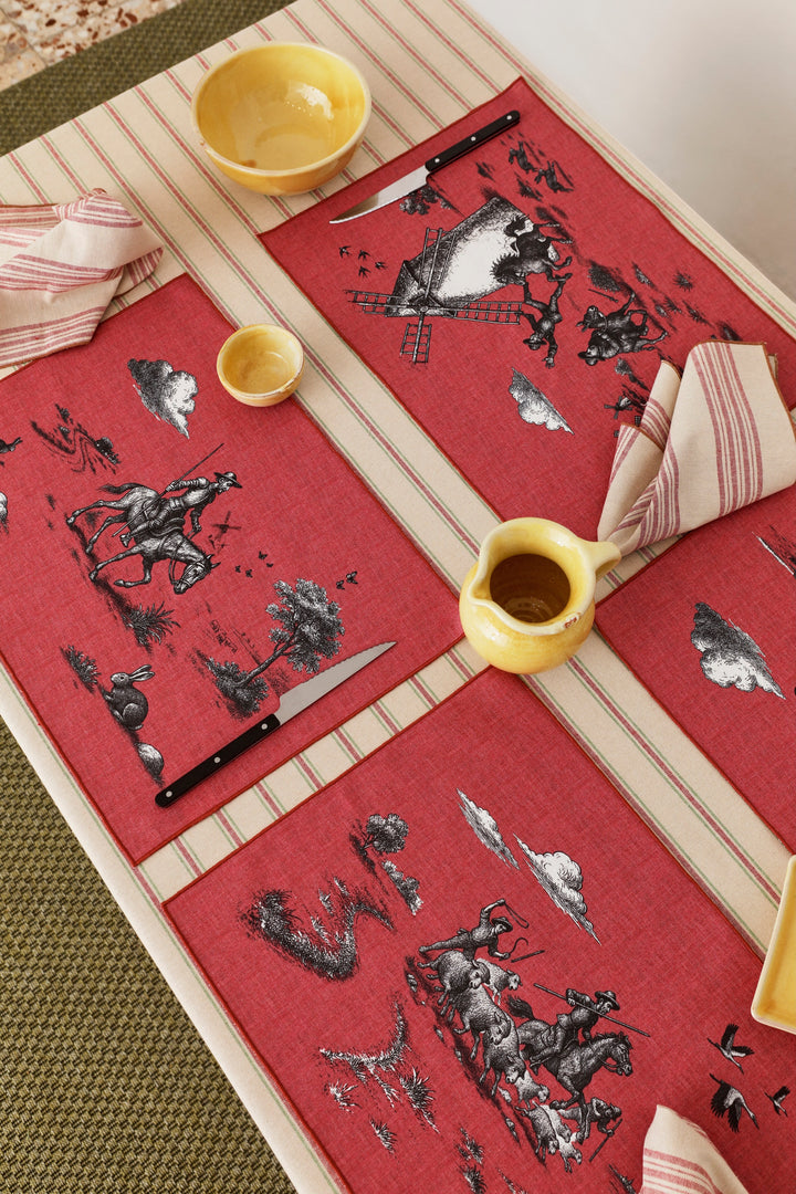 Mantel individual quijote rojo (pack de 4)