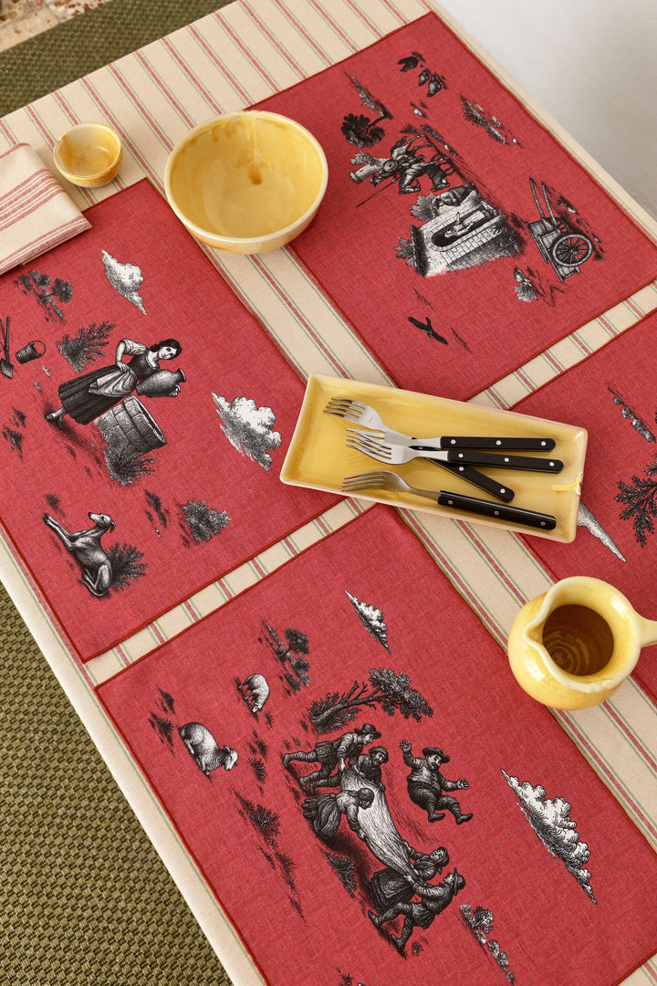 Mantel individual quijote rojo (pack de 4)