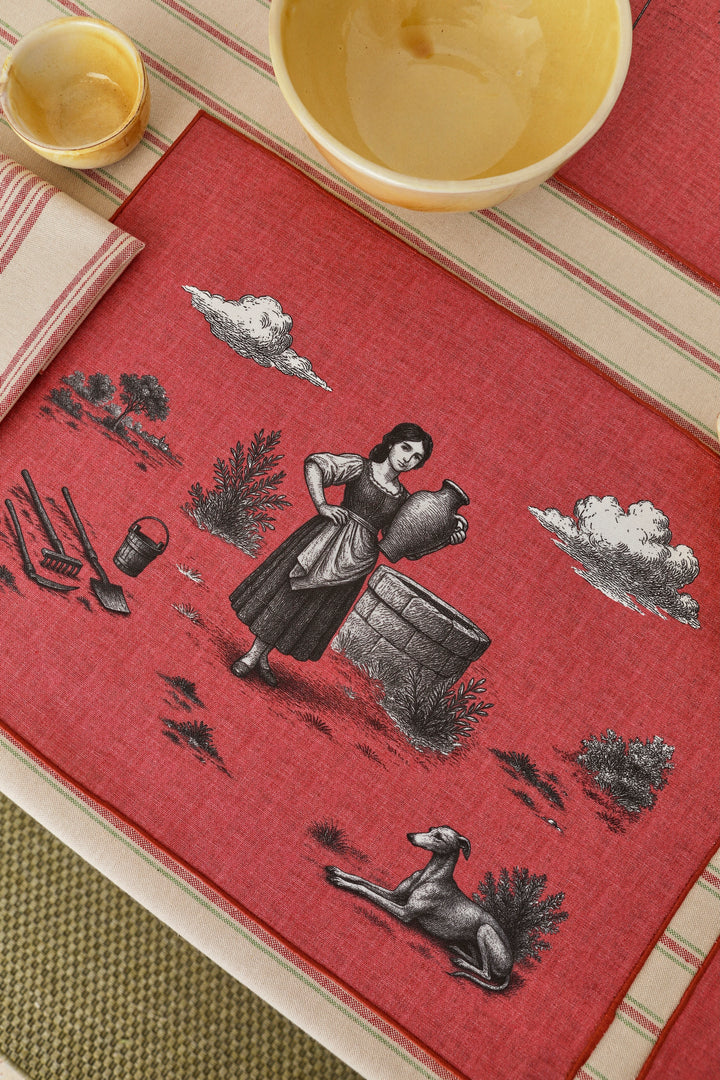 Mantel individual quijote rojo (pack de 4)