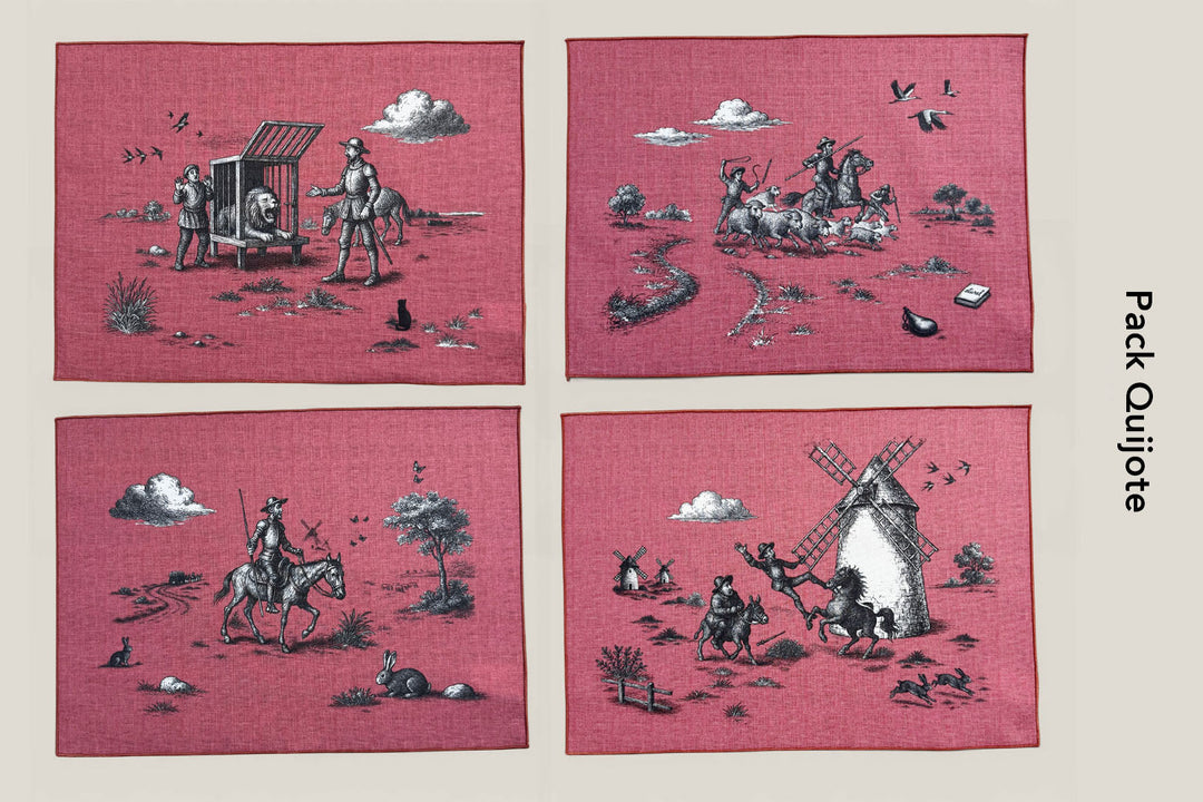 Mantel individual quijote rojo (pack de 4)