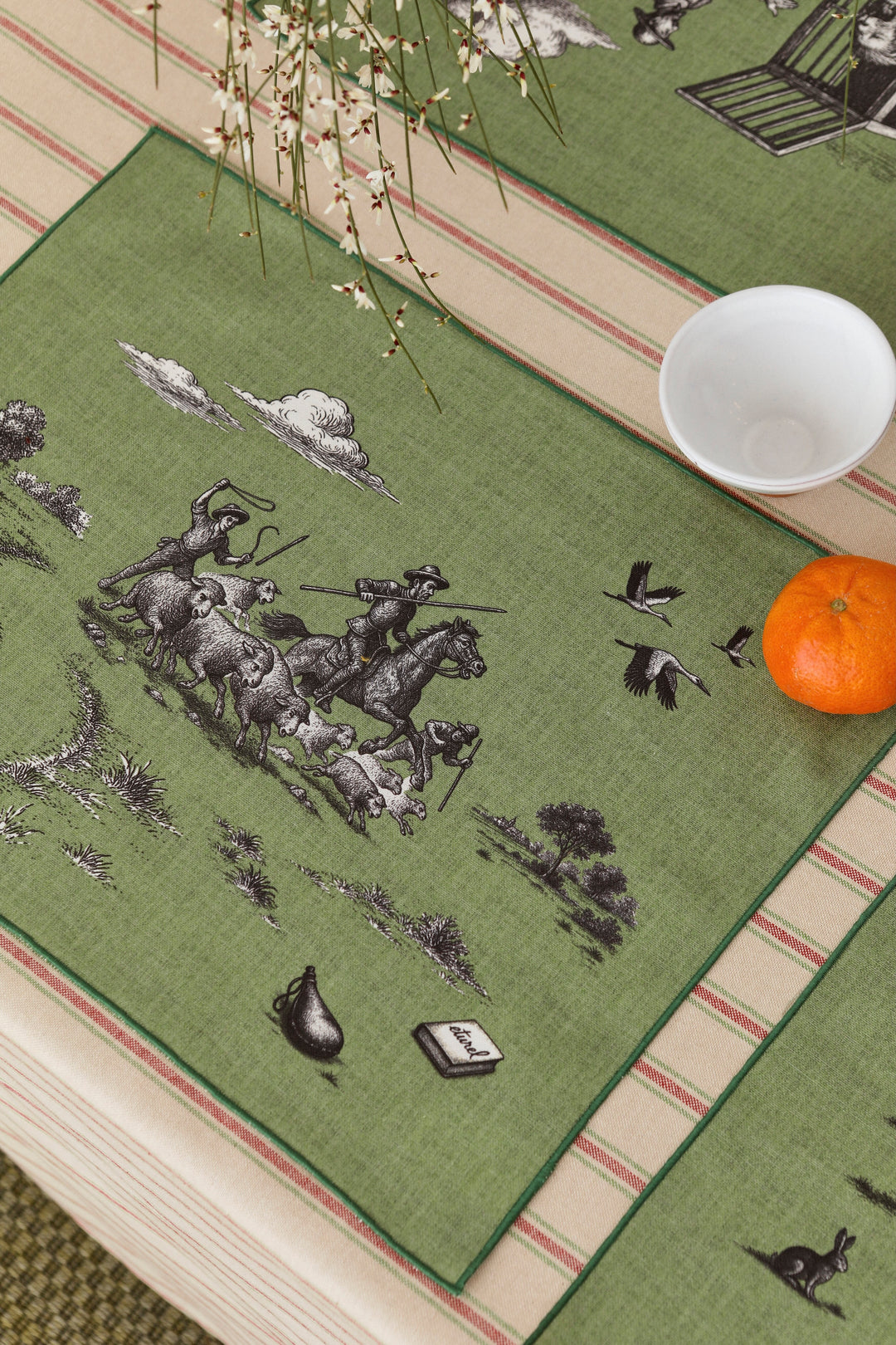 Mantel individual quijote verde (pack de 4)