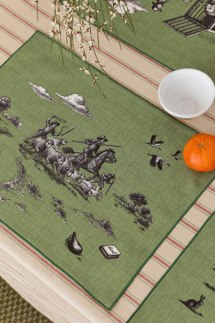 Mantel individual quijote verde (pack de 4)