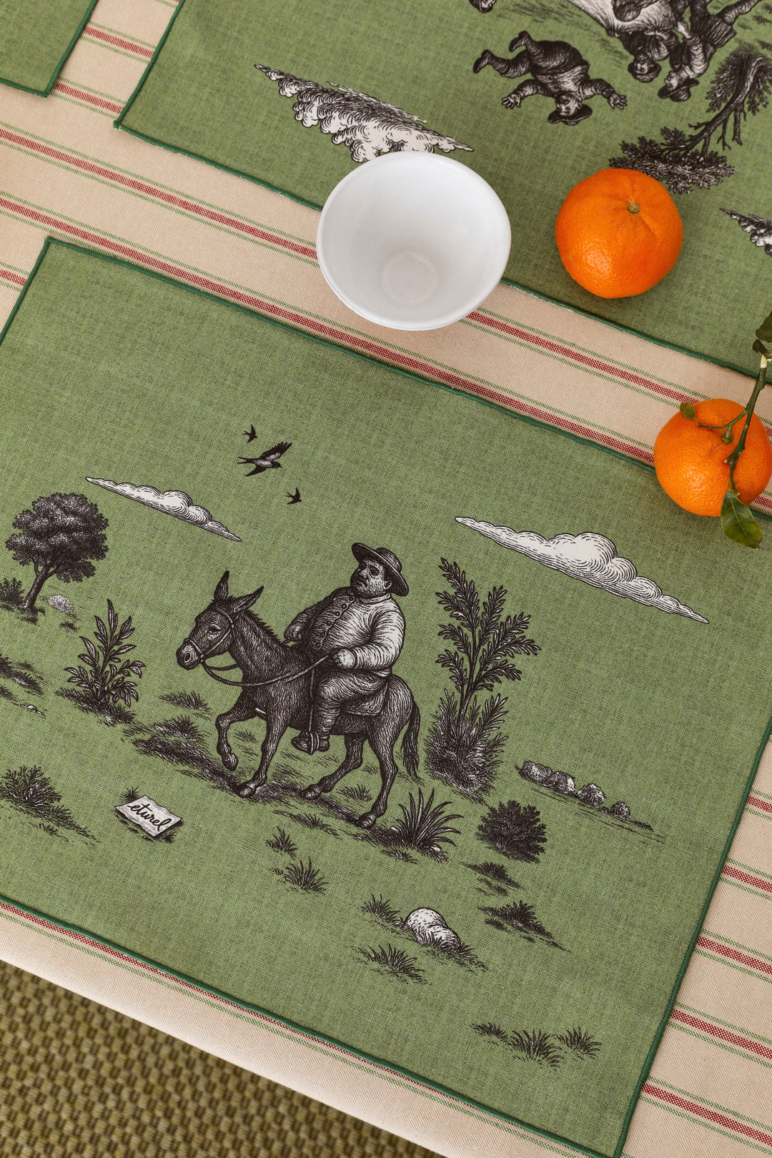 Mantel individual quijote verde (pack de 4)