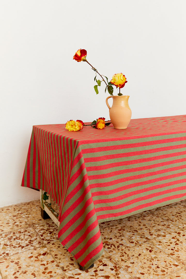 Mantel rayas Nazarí rojo y verde