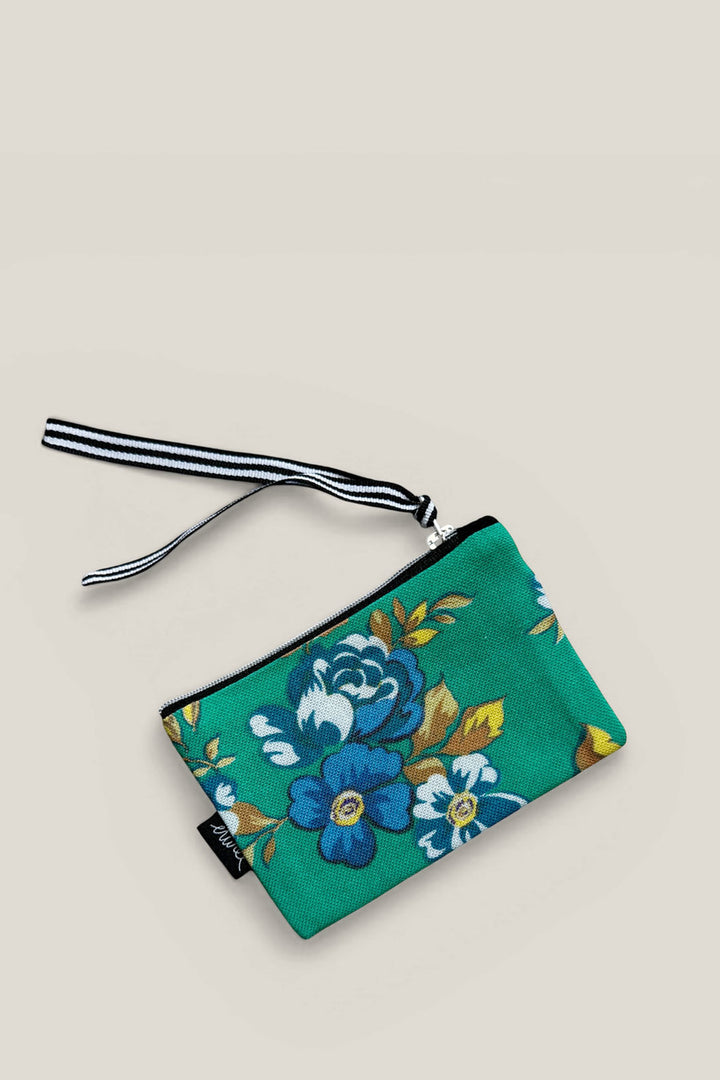 Monedero lona camping flores verde