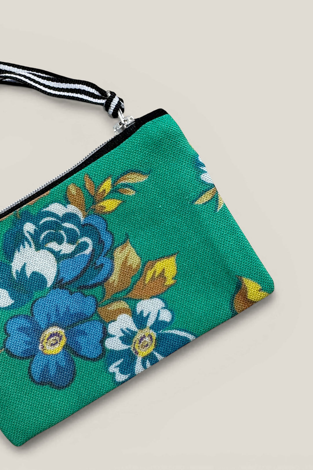 Monedero lona camping flores verde