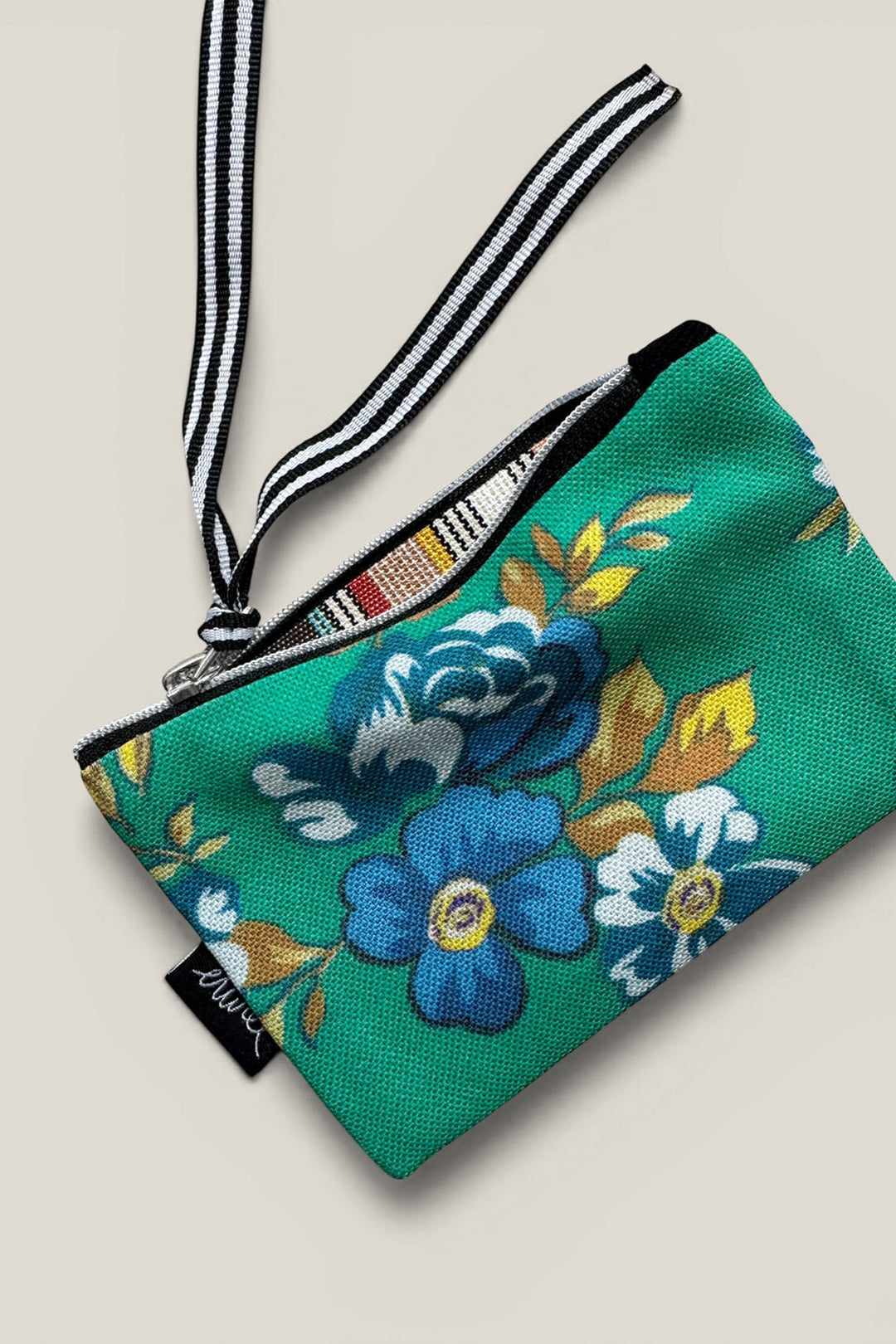 Monedero lona camping flores verde