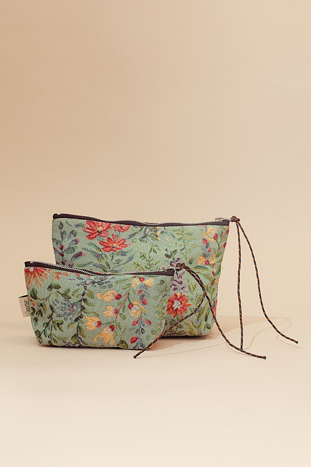 Neceser/estuche tejido jacquard flores azaleas celeste