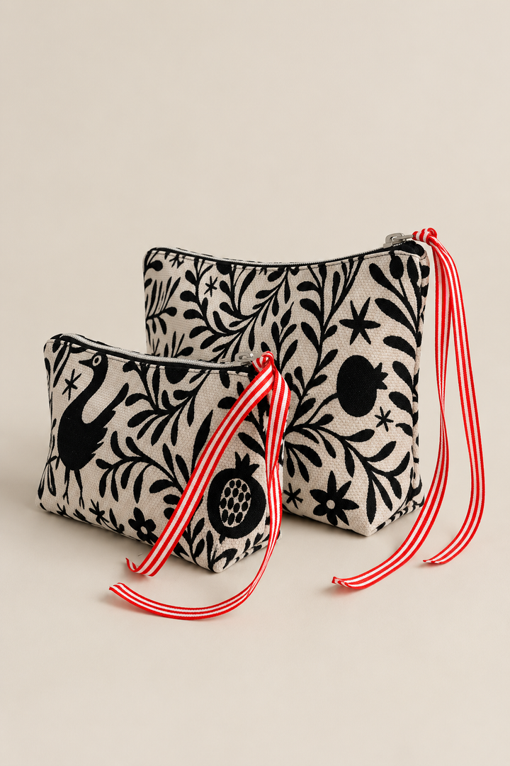 Neceser/estuche tejido jacquard granaíno beige