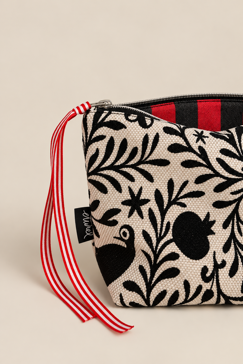 Neceser/estuche tejido jacquard granaíno beige