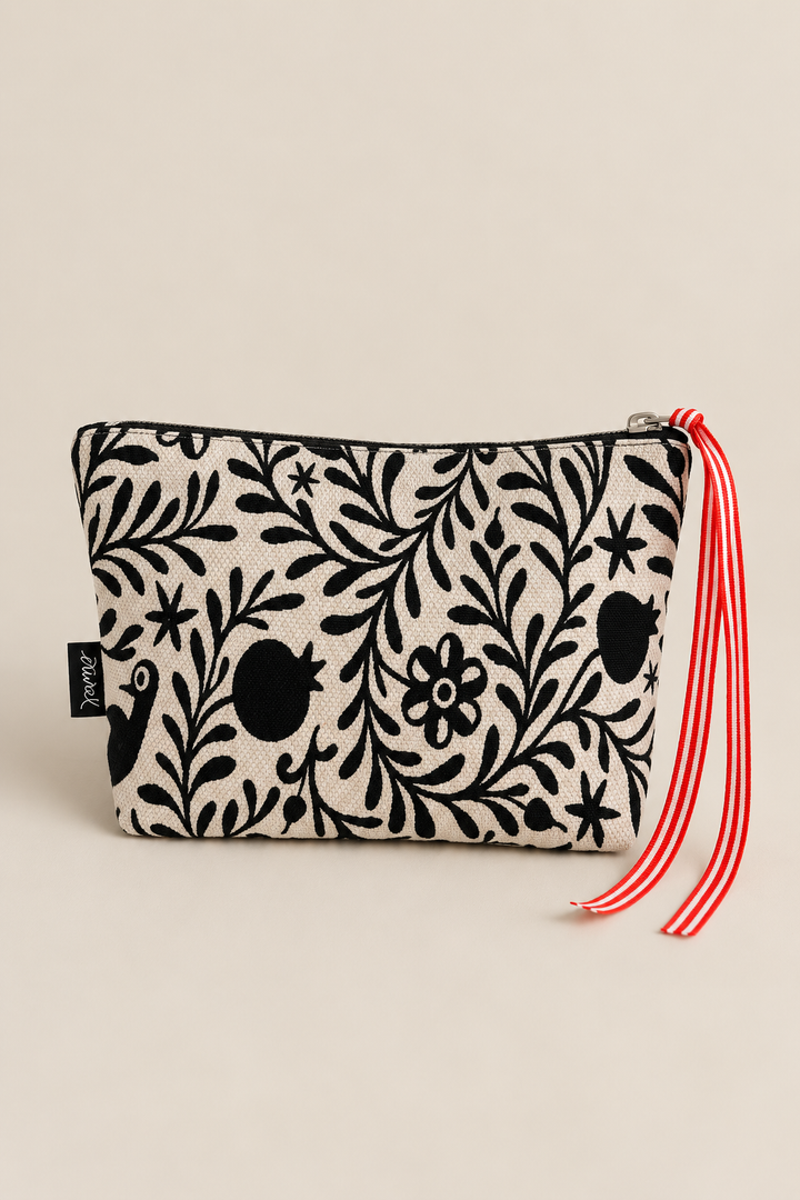 Neceser/estuche tejido jacquard granaíno beige