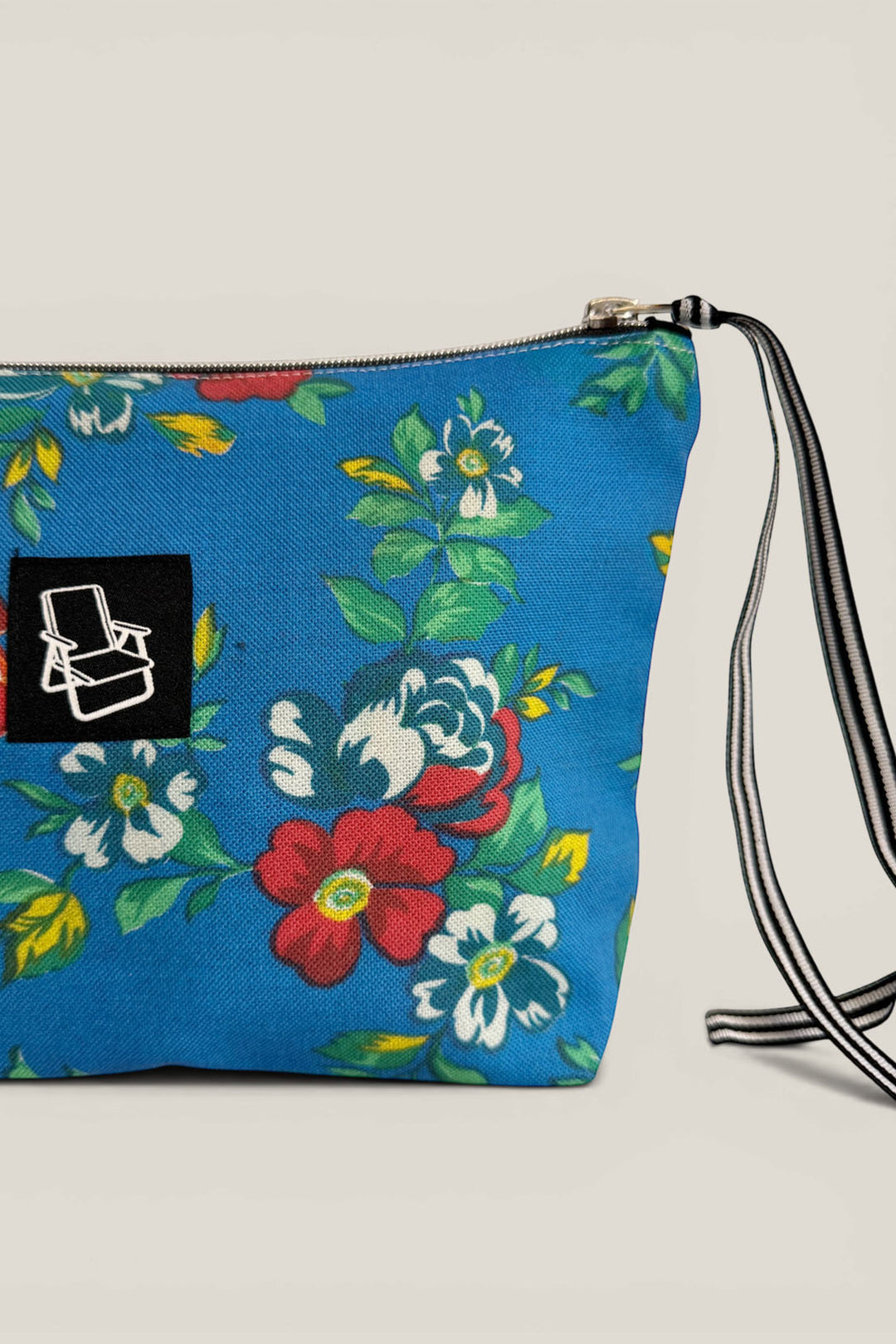 Neceser/estuche lona camping flores azul