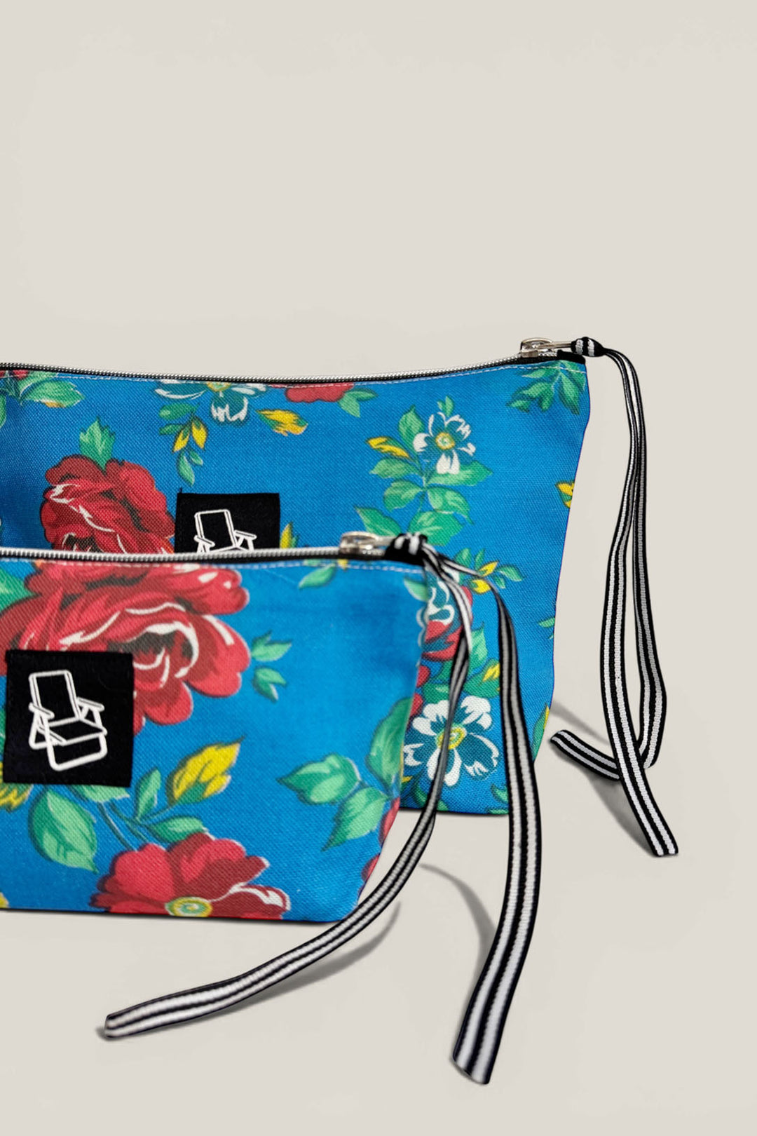 Neceser/estuche lona camping flores azul