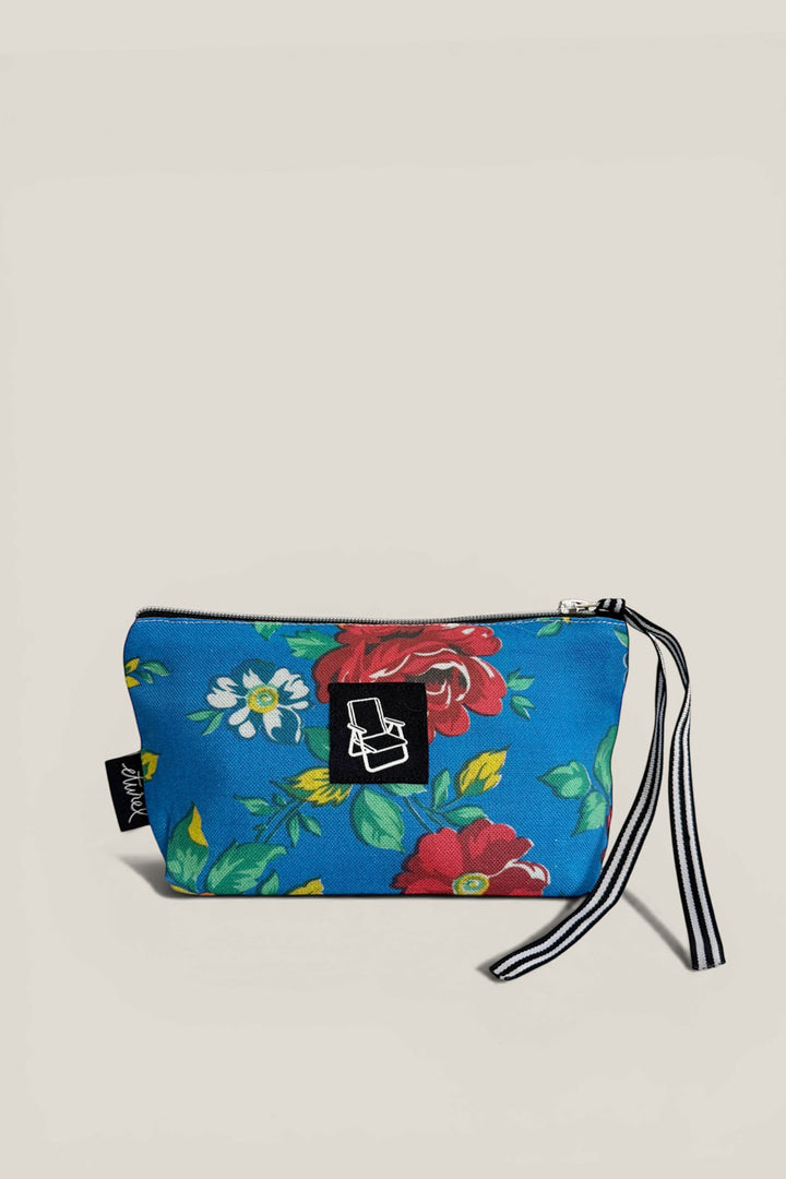 Neceser/estuche lona camping flores azul