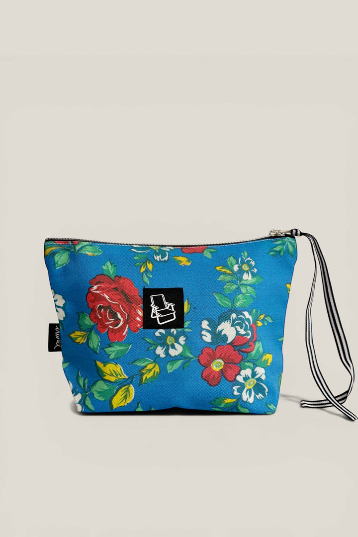 Neceser/estuche lona camping flores azul