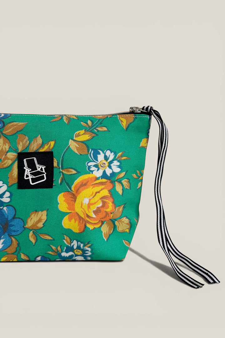 Neceser/estuche lona camping flores verde