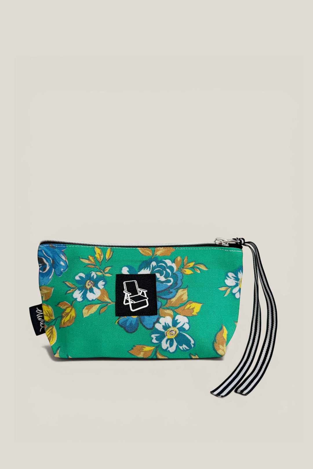 Neceser/estuche lona camping flores verde