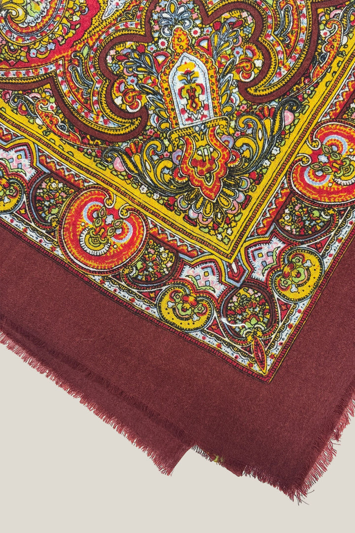 Pañuelo Pisto o Cien Colores lana granate