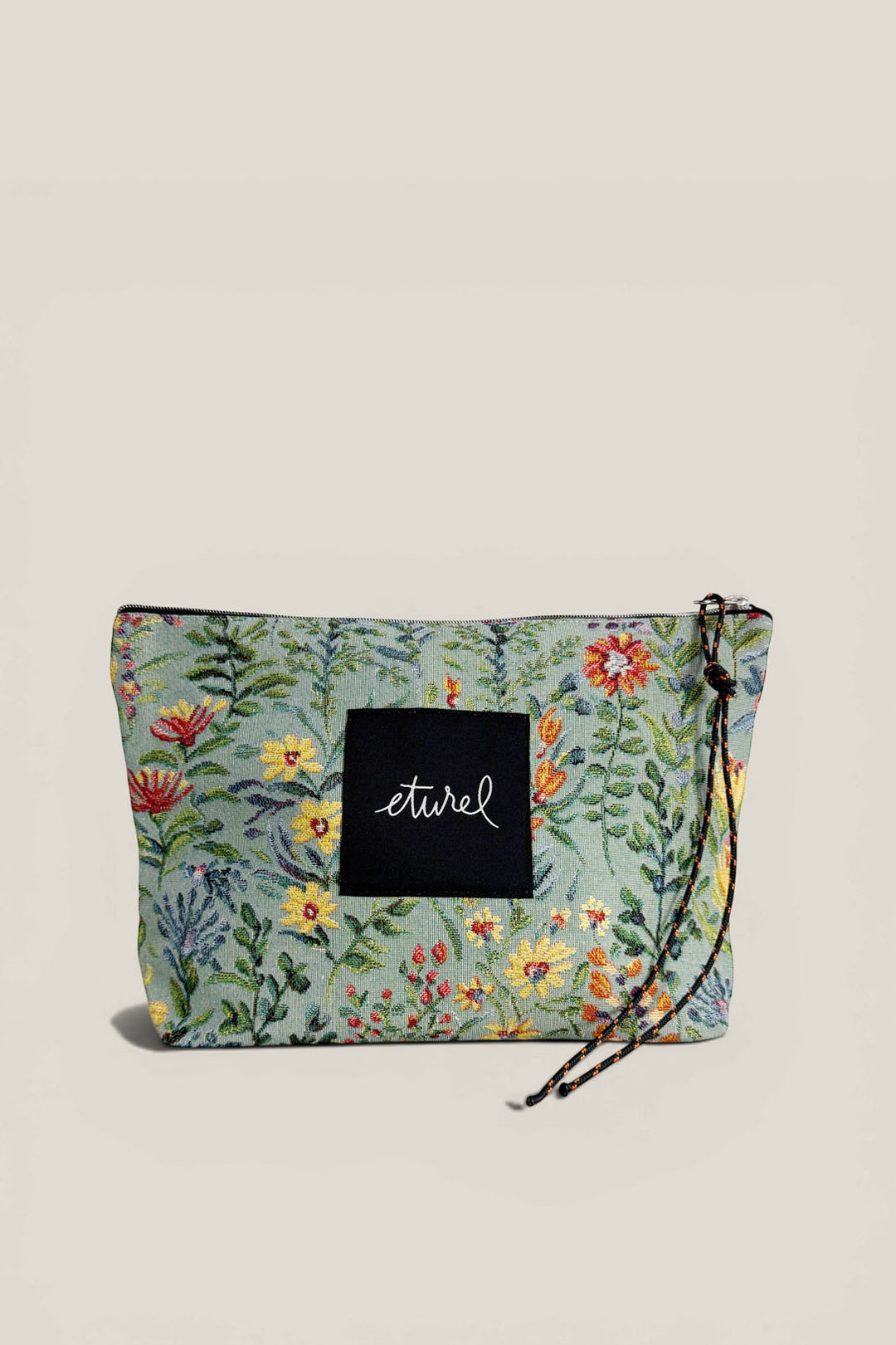 Pouch tejido jacquard azaleas celeste