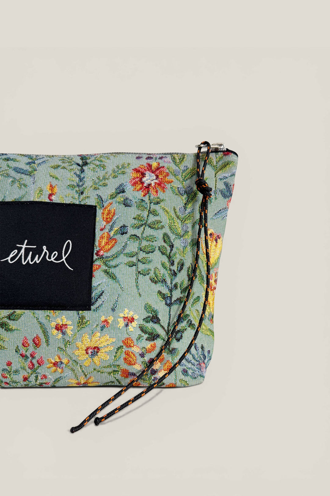 Pouch tejido jacquard azaleas celeste