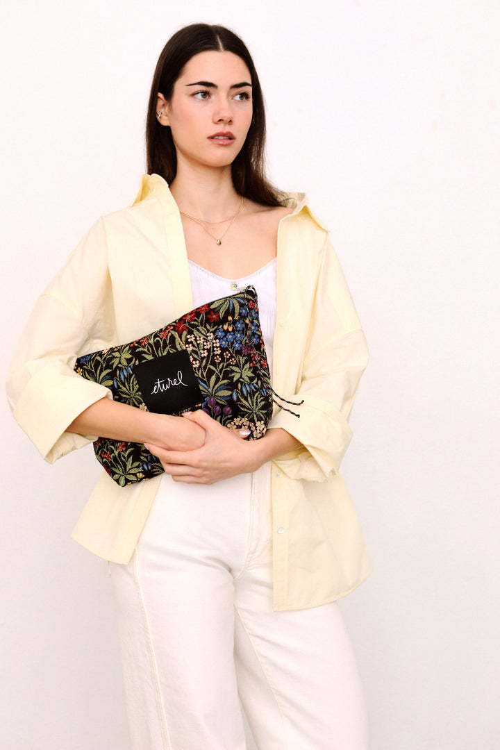 Pouch tejido jacquard margaritas