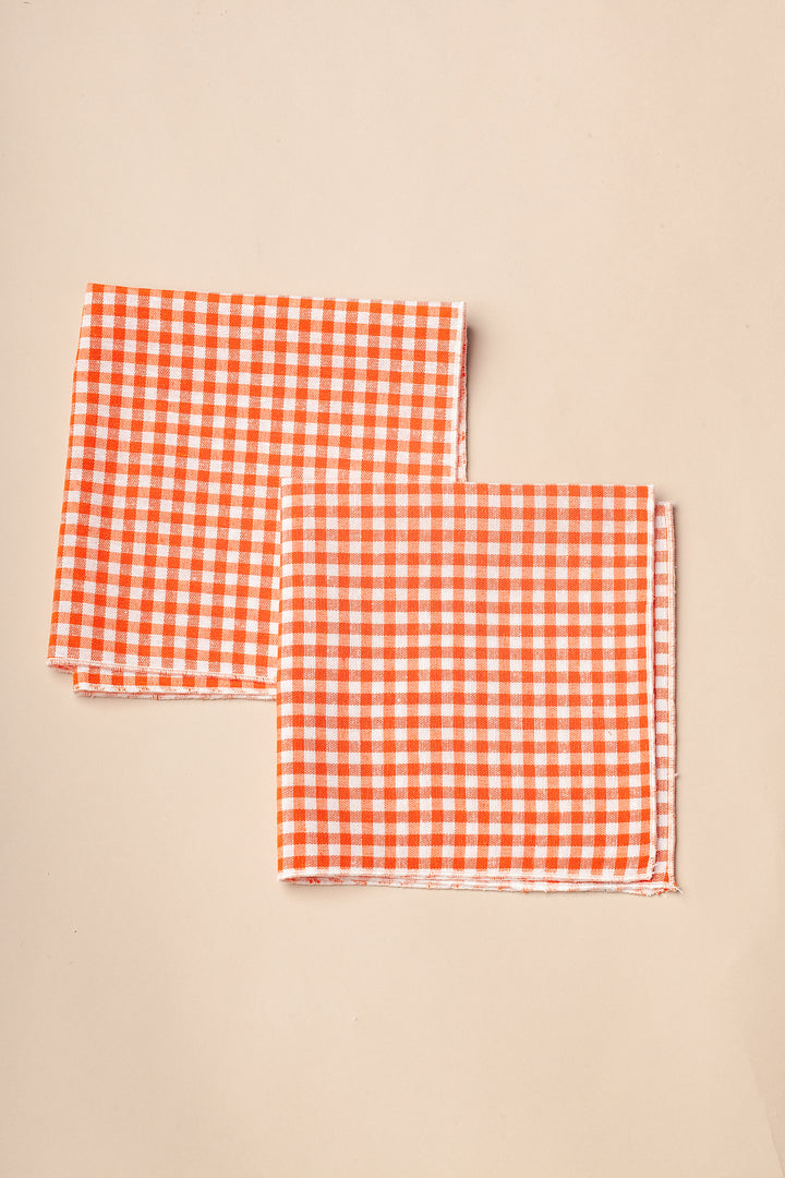 Servilleta vichy naranja cuadro pequeño (pack de 2)