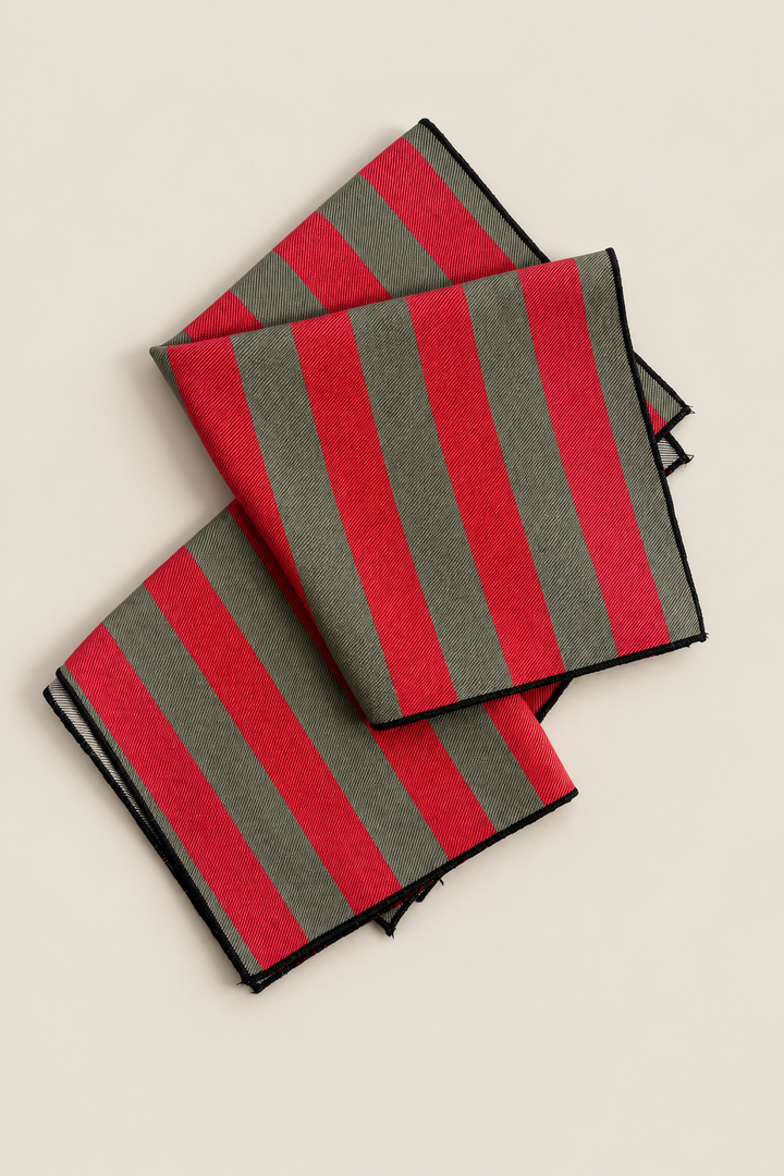 Servilleta  rayas Nazarí rojo y verde (pack de 2)