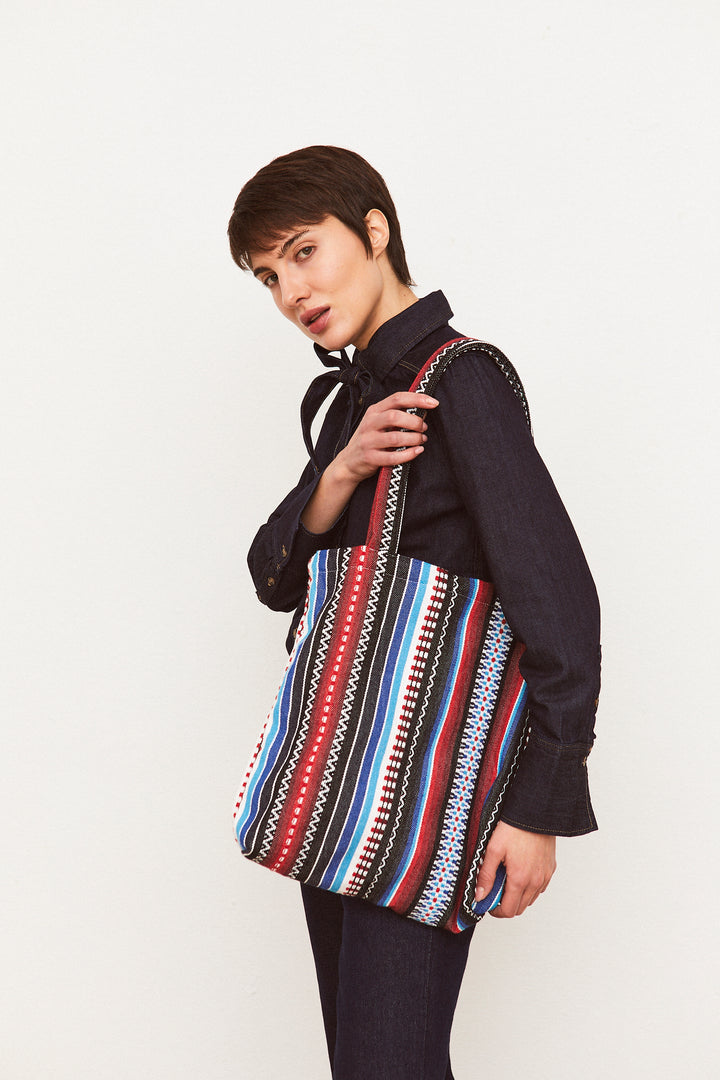 Tote Bag tejido manchego azul