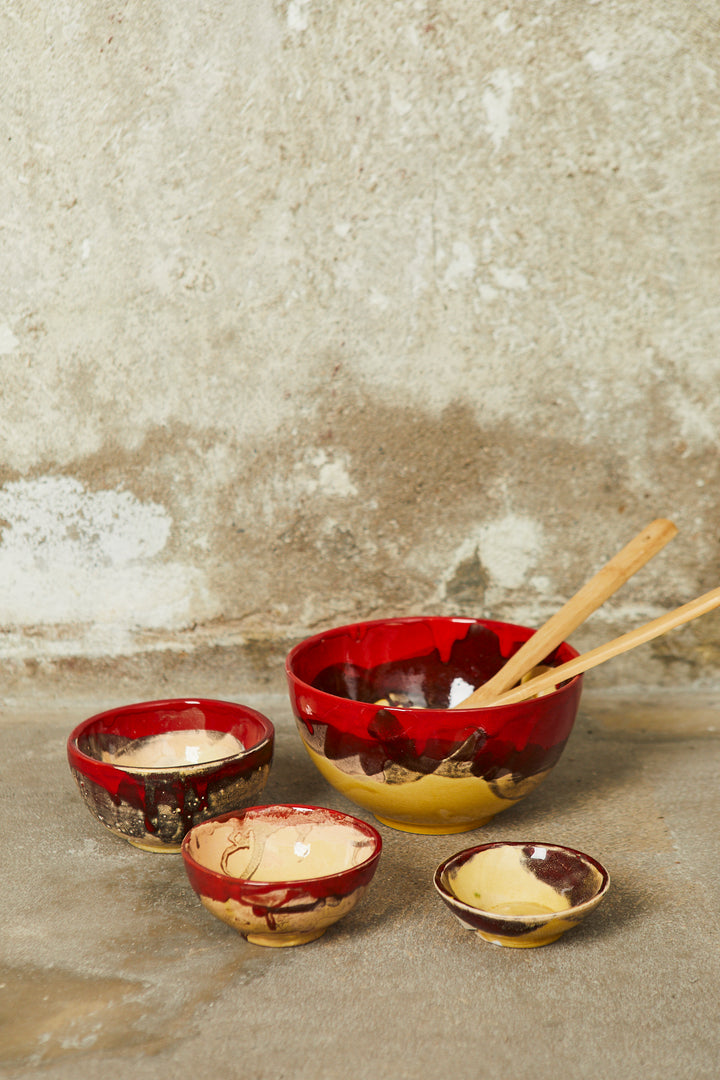 Set de cuencos cerámica artesanal rojo