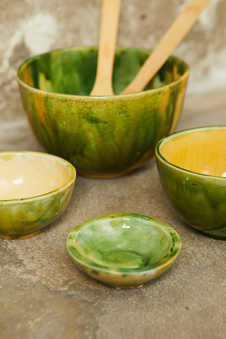 Set de cuencos cerámica artesanal verde