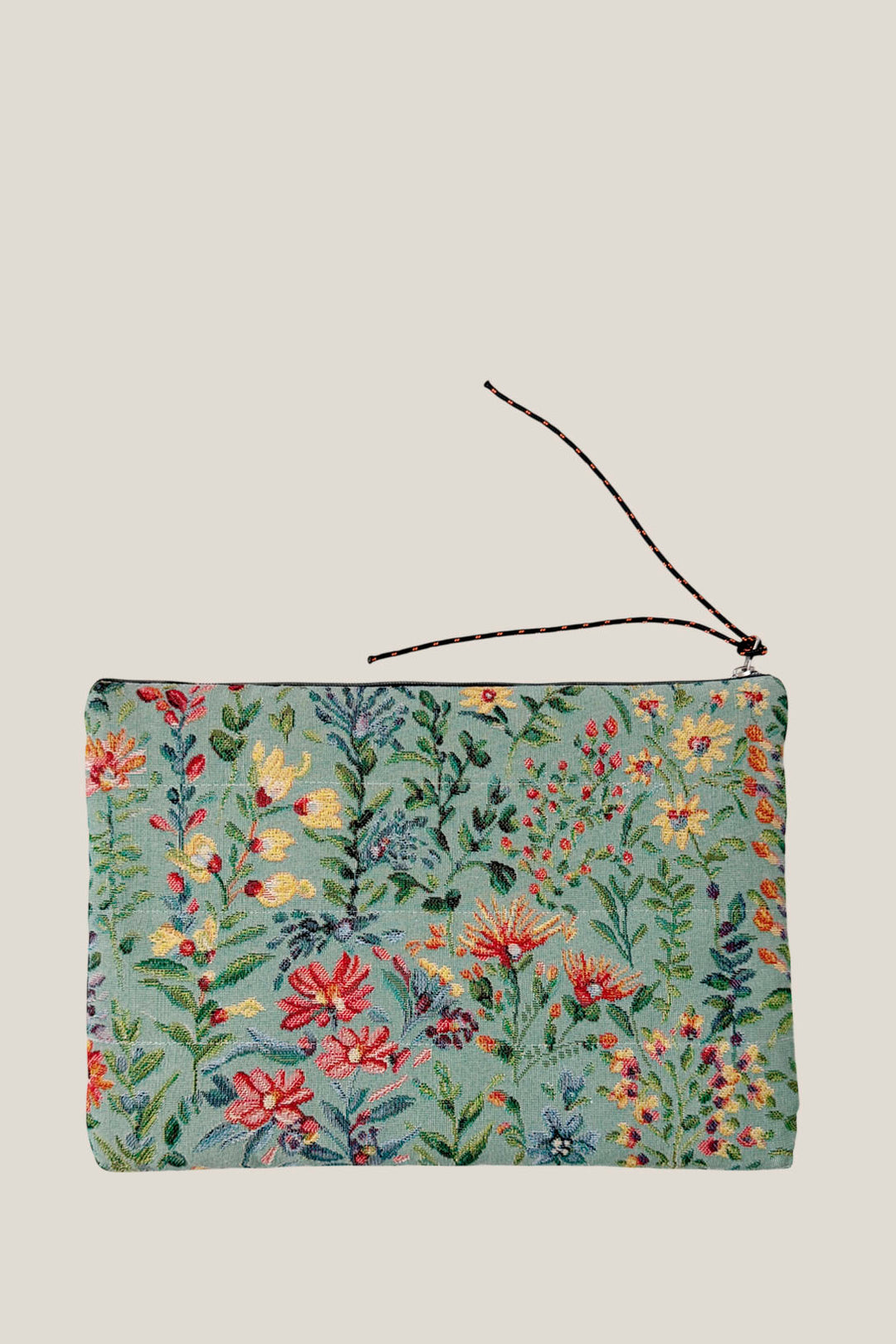Funda de ordenador tejido jacquard flores azaleas celeste