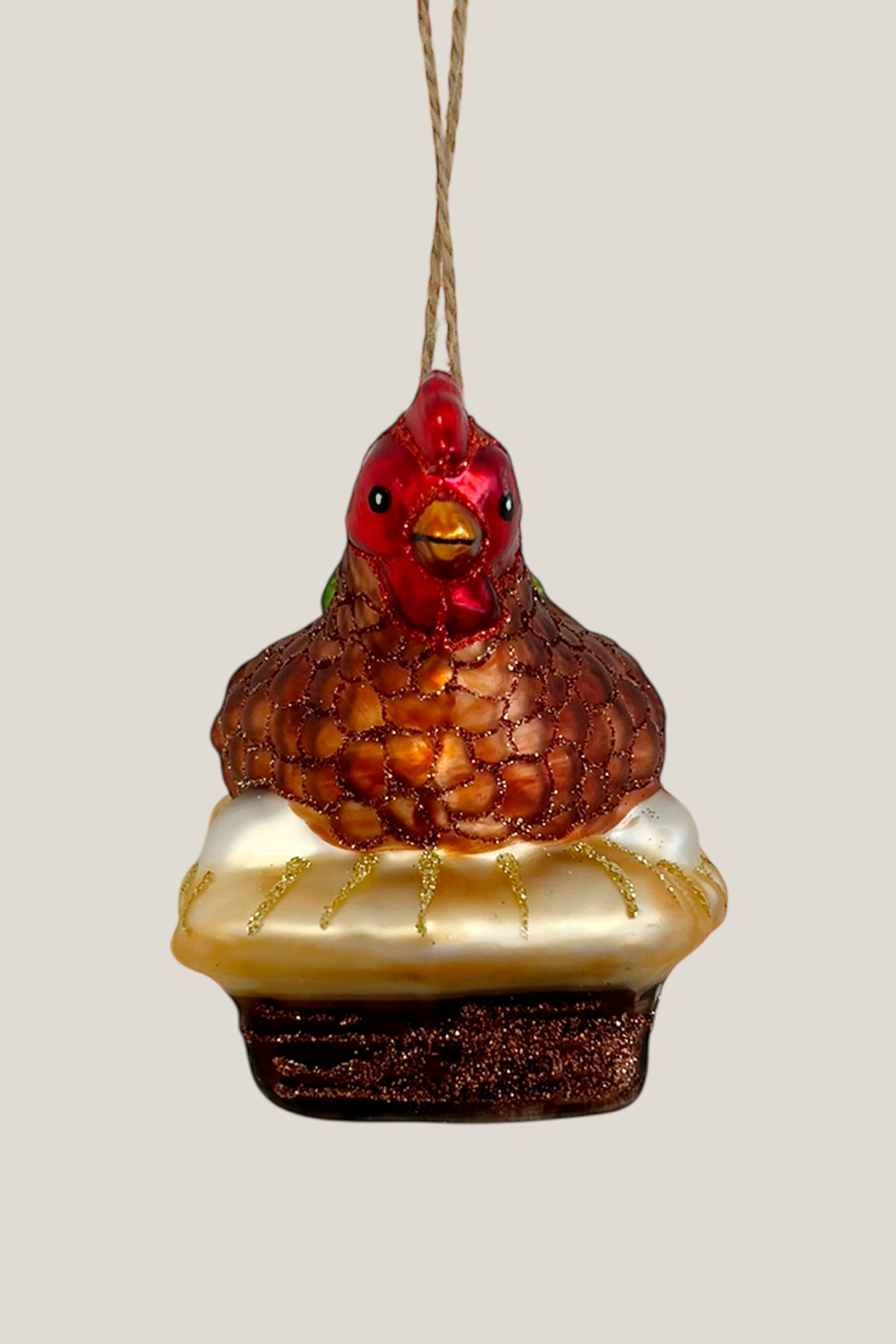 Gallina de corral colgante de cristal - Adorno Navidad