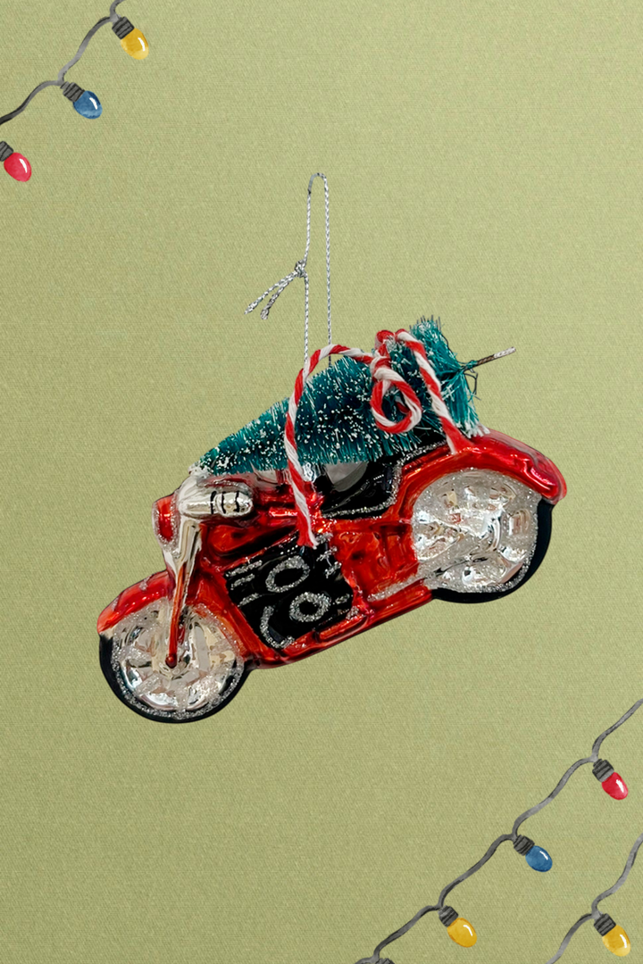 Moto con árbol colgante de cristal - Adorno Navidad