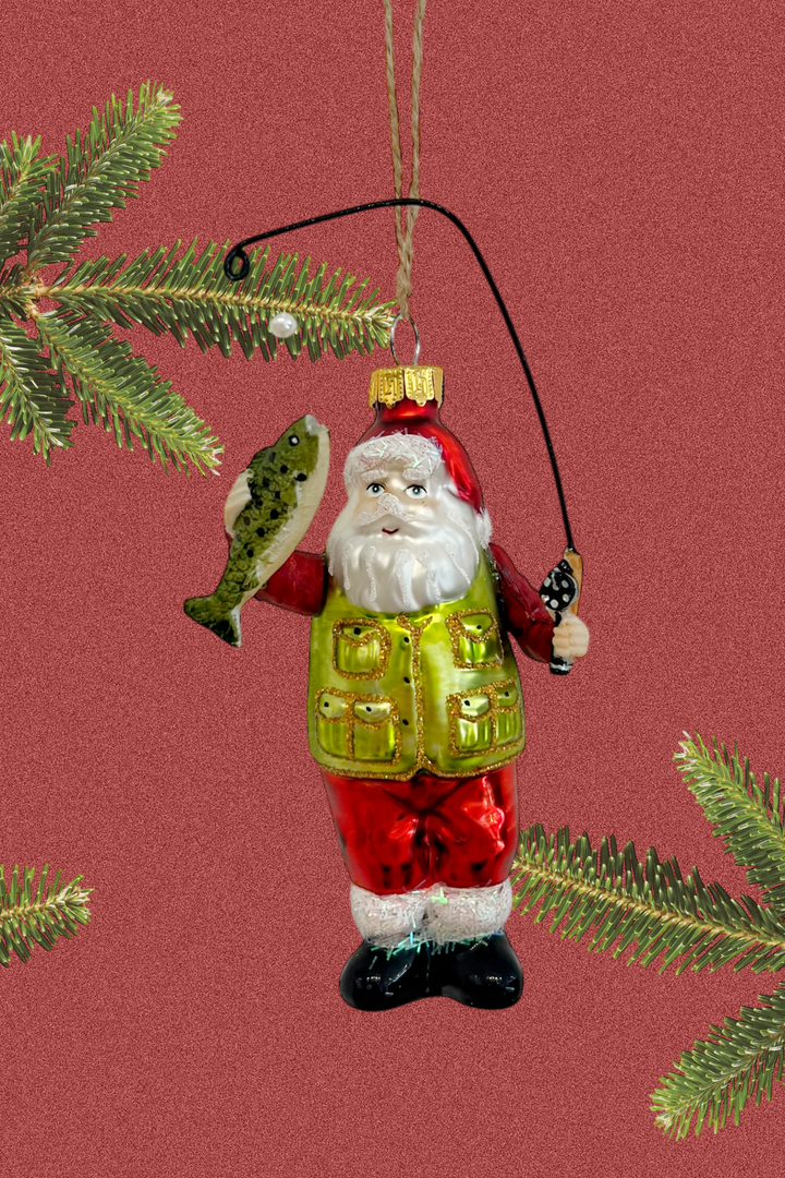 Papá Noel pescando colgante de cristal - Adorno Navidad