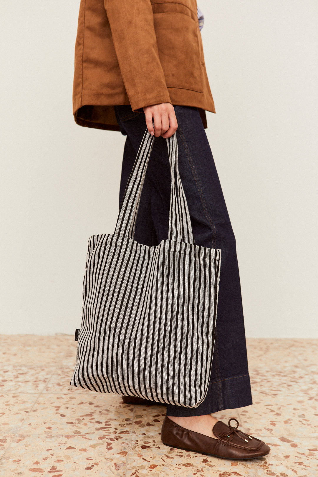 Tote Bag loneta estribera blanco y negro