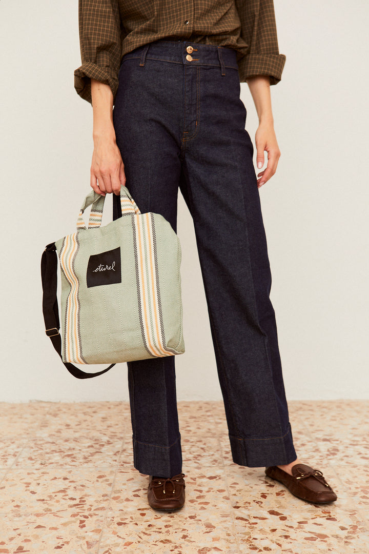 Tote bag cruzada sarga de burgos verde