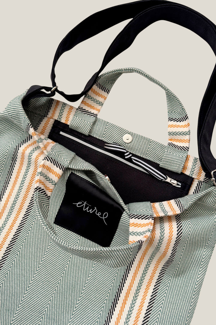 Tote bag cruzada sarga de burgos verde
