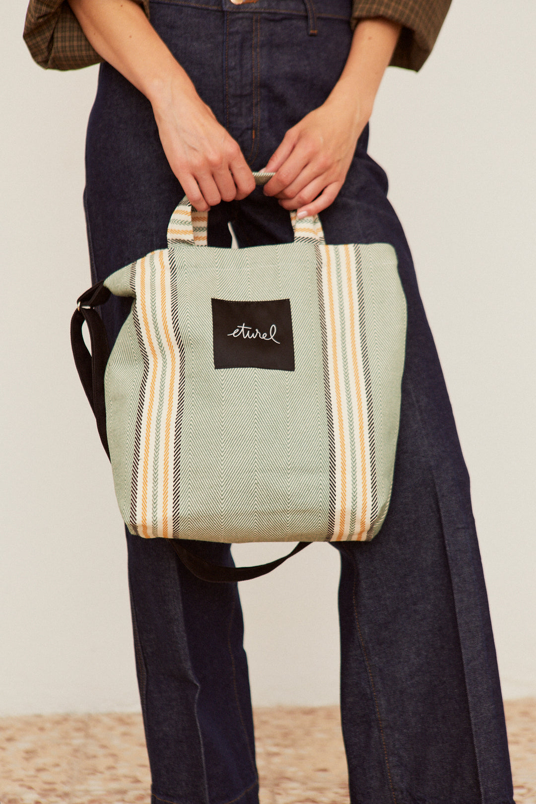 Tote bag cruzada sarga de burgos verde
