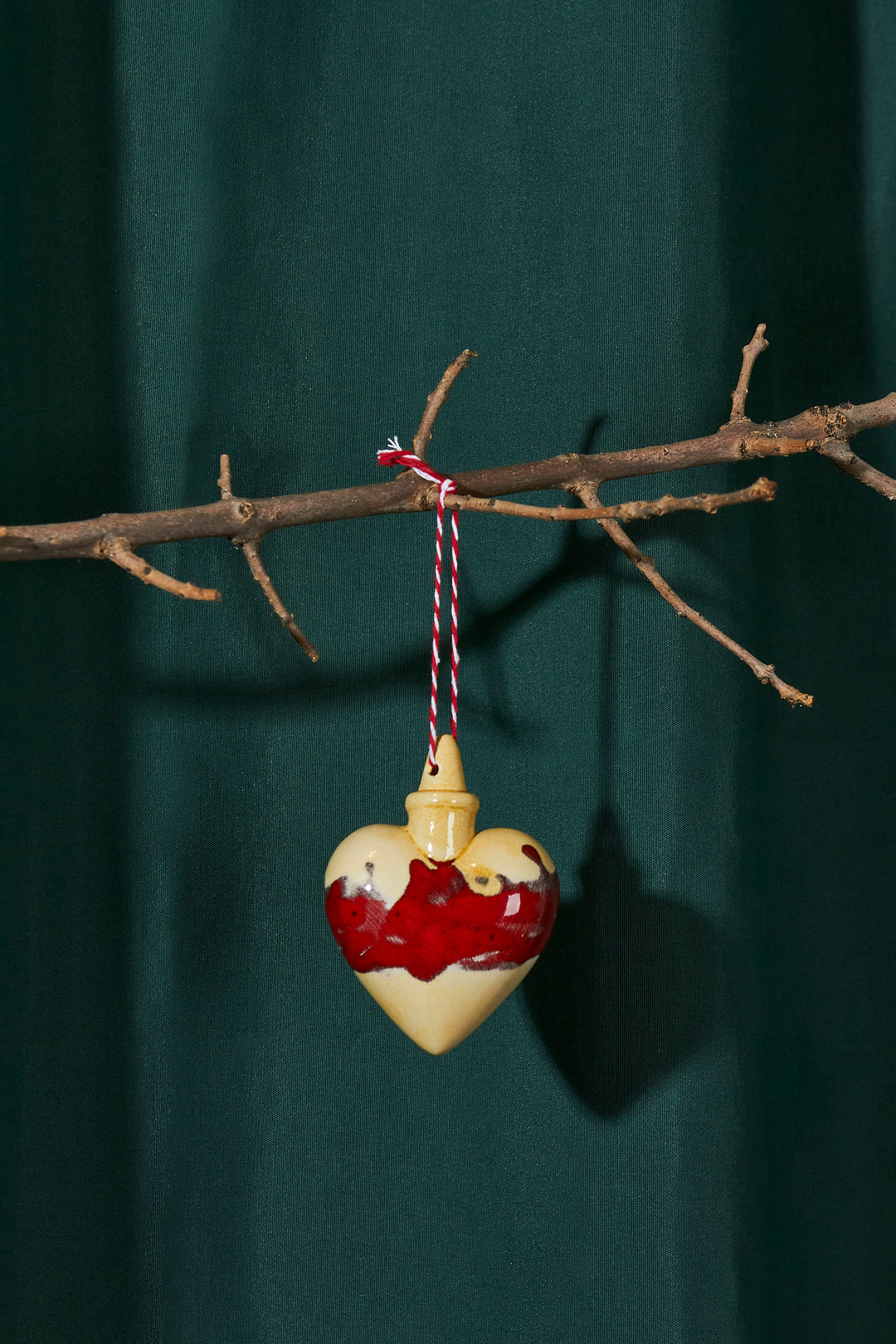 Corazón de navidad cerámica rojo