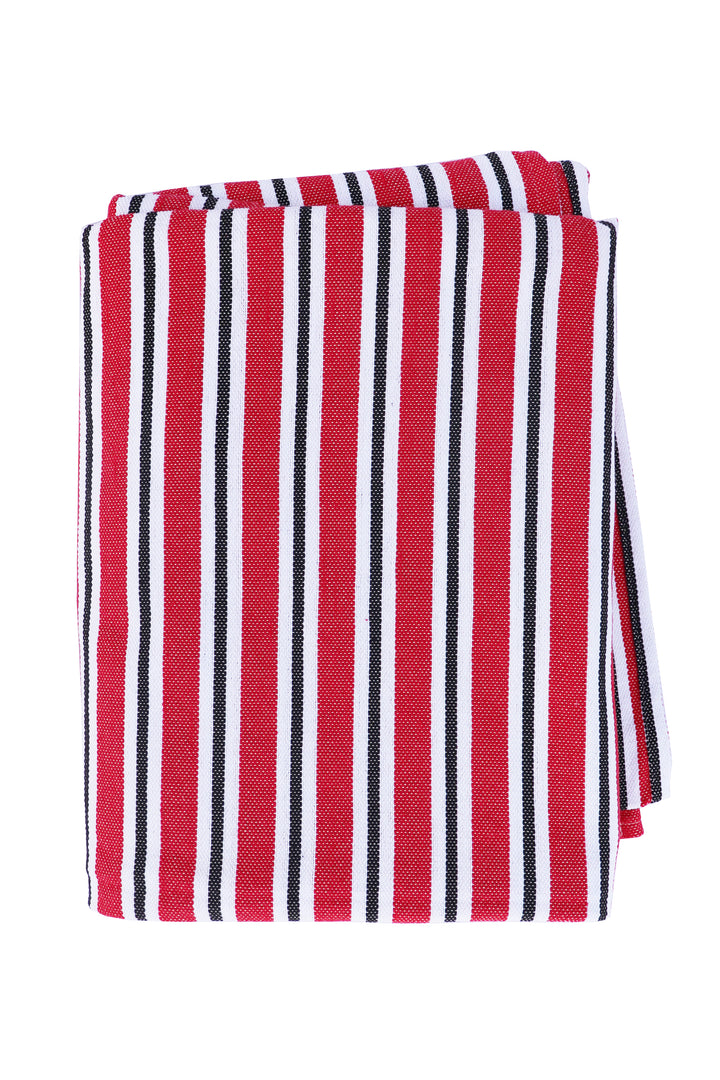 Mantel 150cm x 250cm Loneta rojo y rayas negras